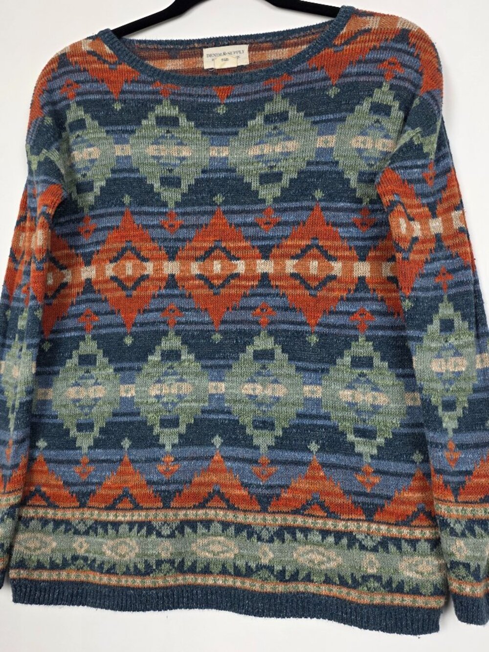 Denim & Supply Ralph Lauren Aztec Striped Womens XS Long Sleeve Pullover Sweater